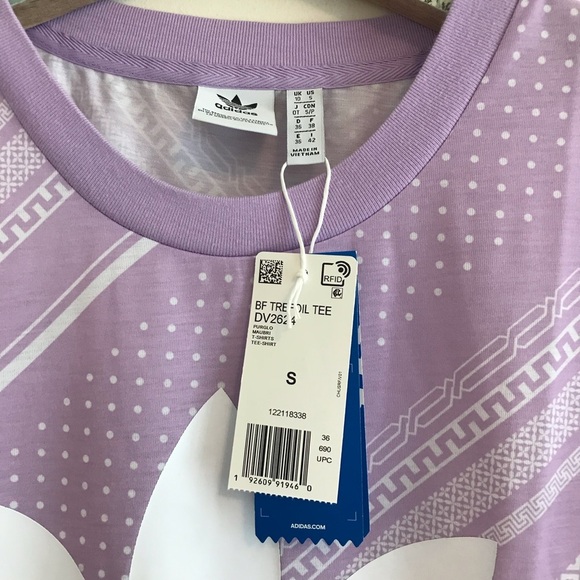 NWT Adidas Purple Trefoil Print Graphic Tee - Picture 2 of 4